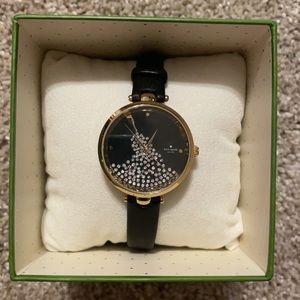 Kate Spade Holland Goldtone Stainless Steel Champagne Bottle Leather Strap Watch